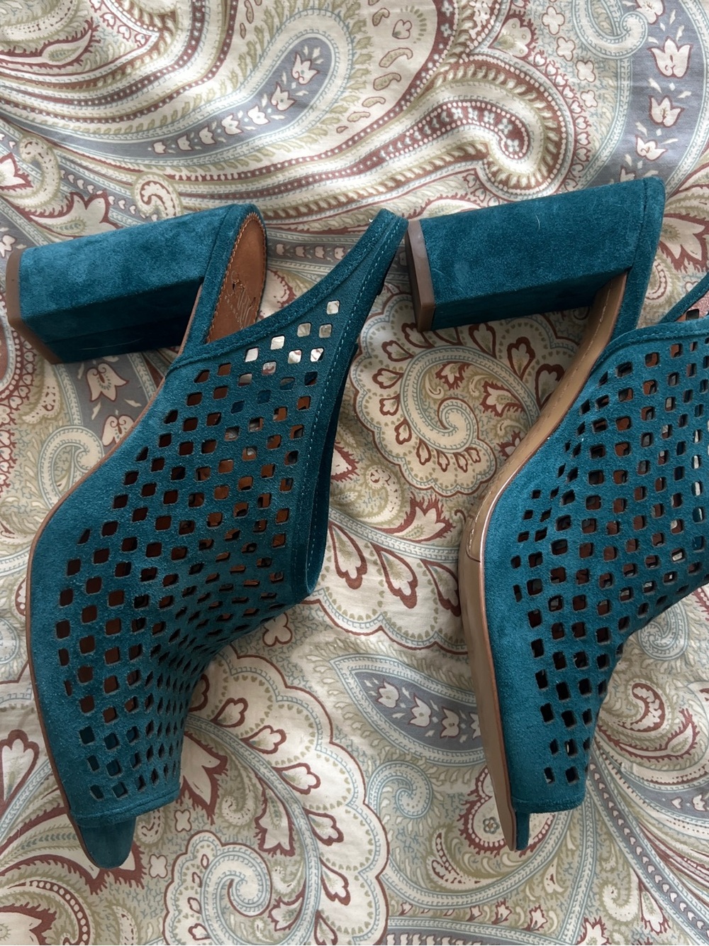 SARTO By Franco Sarto Harlet2 Teal Suede Slingbacks Size 8 - Picture 4 of 9
